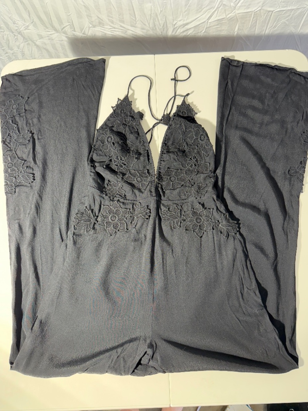 For Love & Lemons Black Lace Halter Jumpsuit - SMALL